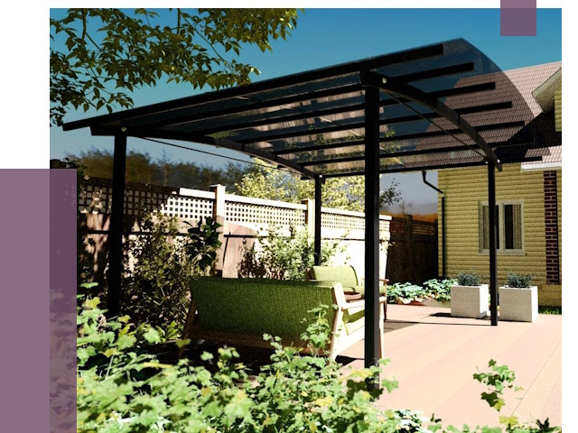 Навесы для террасы в Ижевске от 13243 руб. под ключ | ПРОЛЁТ-Жвс