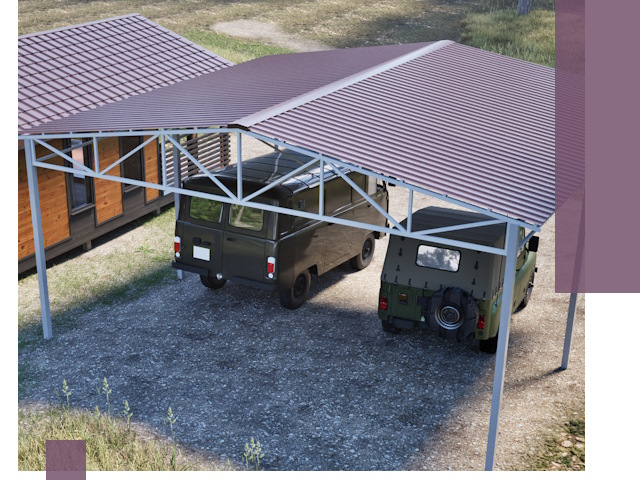 Двускатные навесы под ключ в Ижевске — изготовление и монтаж