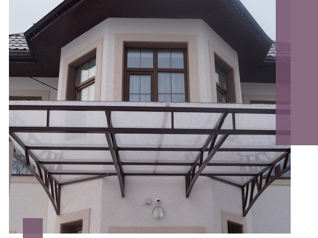 Козырьки из поликарбоната под ключ в Ижевске